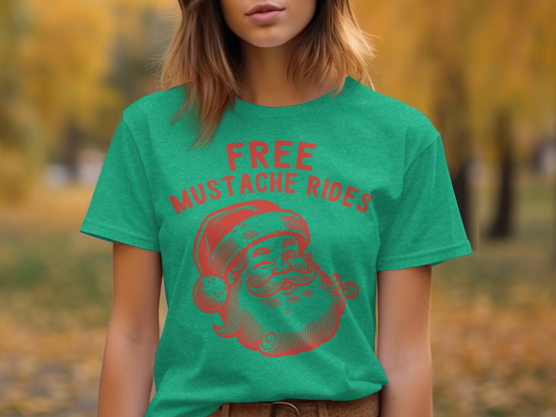Free Mustache Rides Santa Graphic Tee product