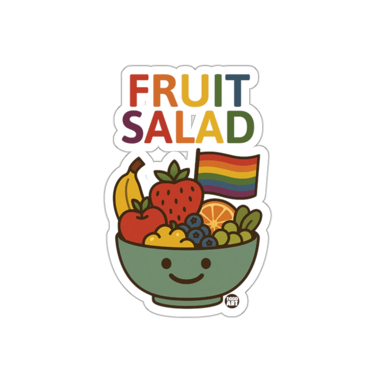 Colorful Fruit Salad with Rainbow Flag Sticker