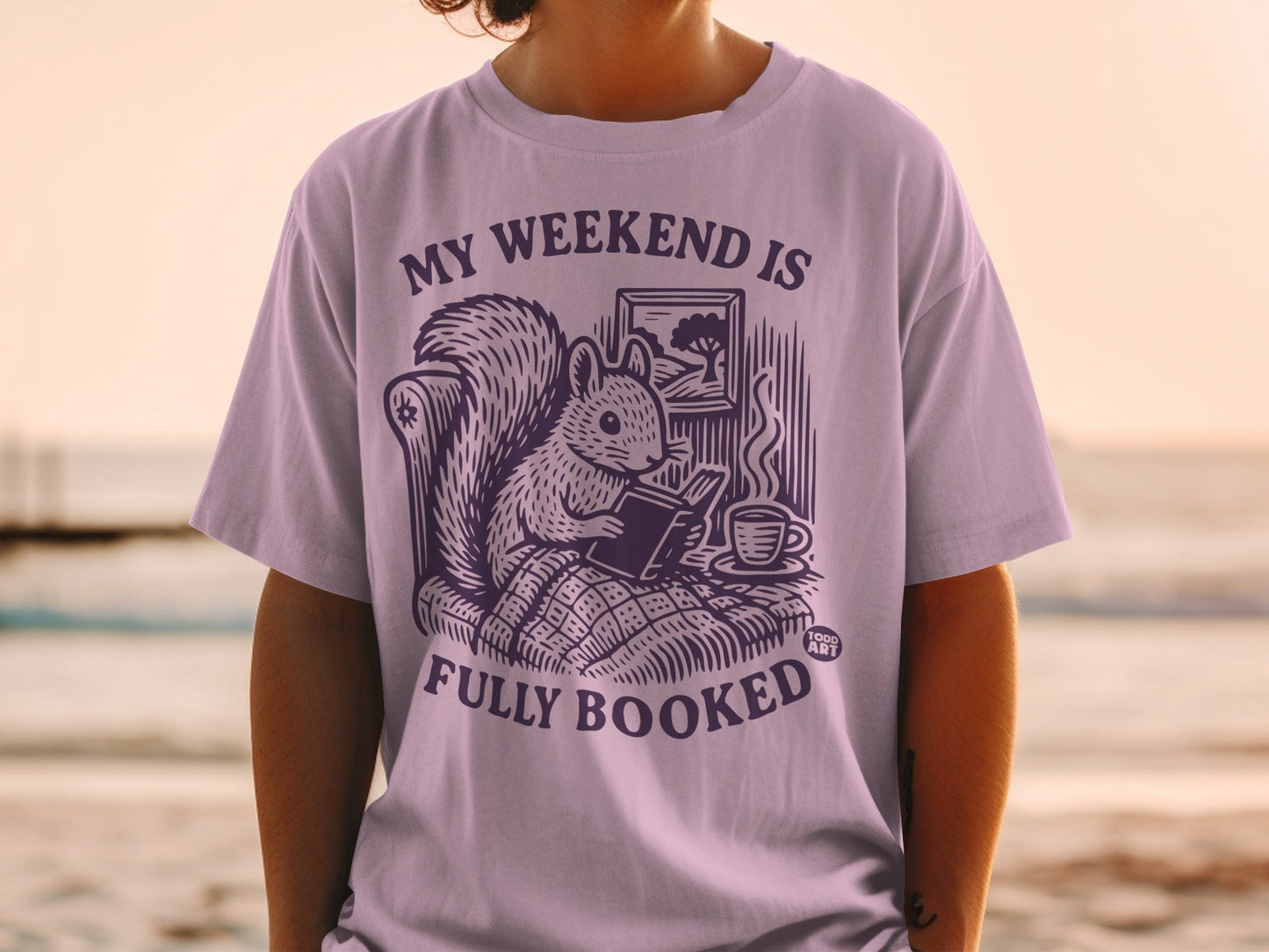 My Weekend Is Fully Booked Squirrel Reading T-Shirt