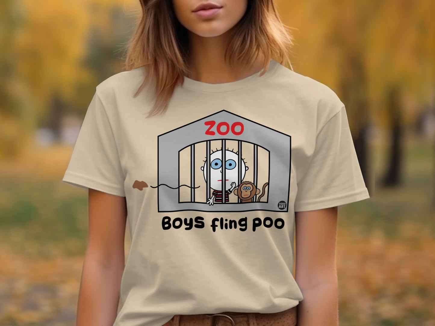 Funny Boys Fling Poo Zoo Graphic T-Shirt Product
