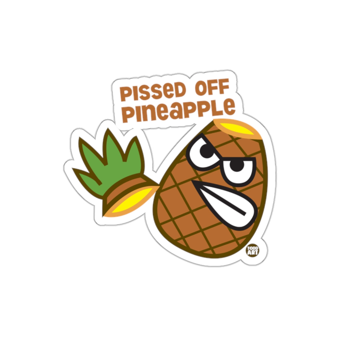 Pissed Off Pineapple Cartoon Sticker Fun Decal