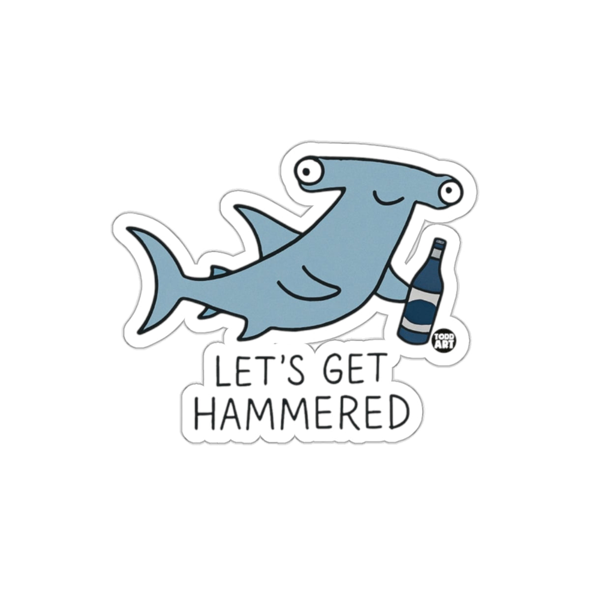 Funny Hammerhead Shark with a Bottle Stickers