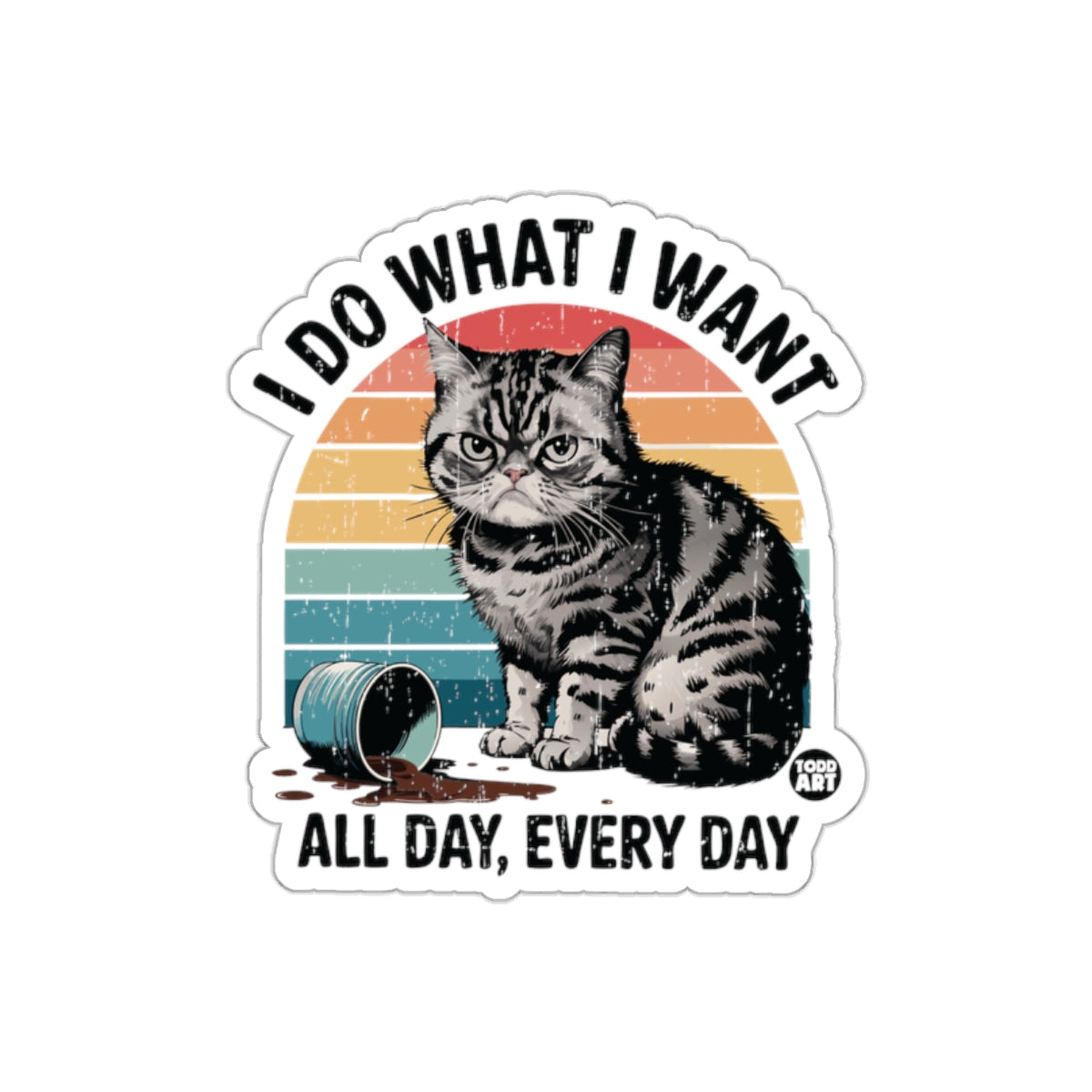 I DO WHAT I WANT Cat with Mug Artwork Design sticker