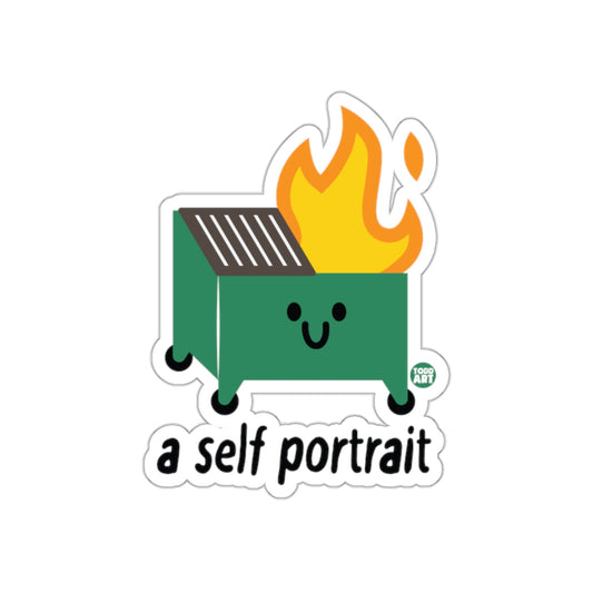 Cute Dumpster Fire Cartoon Self Portrait Sticker