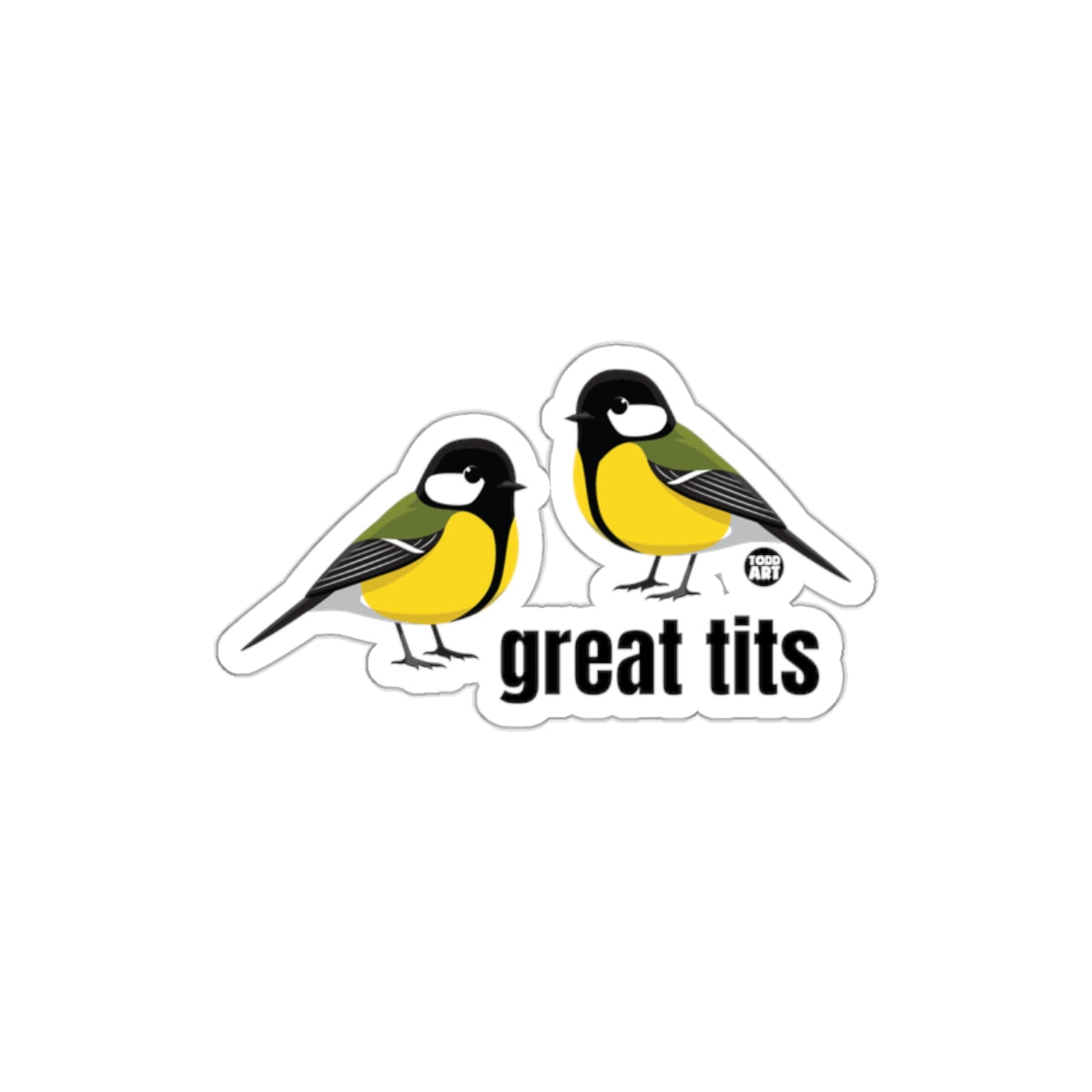 Cute Great Tits Bird Illustration Sticker