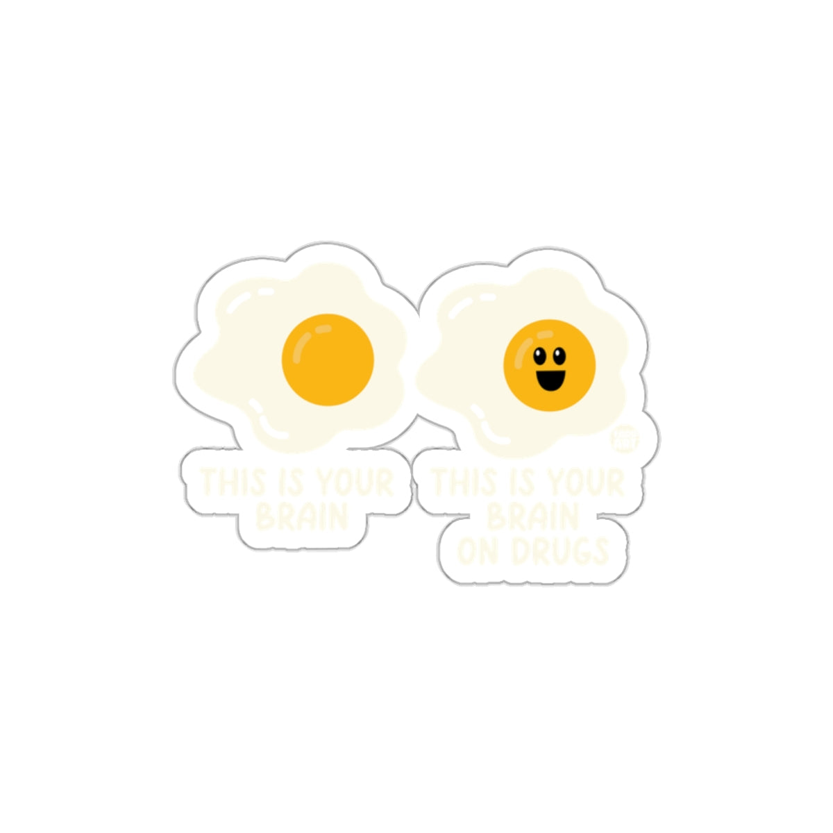 Funny Egg Illustration Sticker Displaying Brain on Drugs