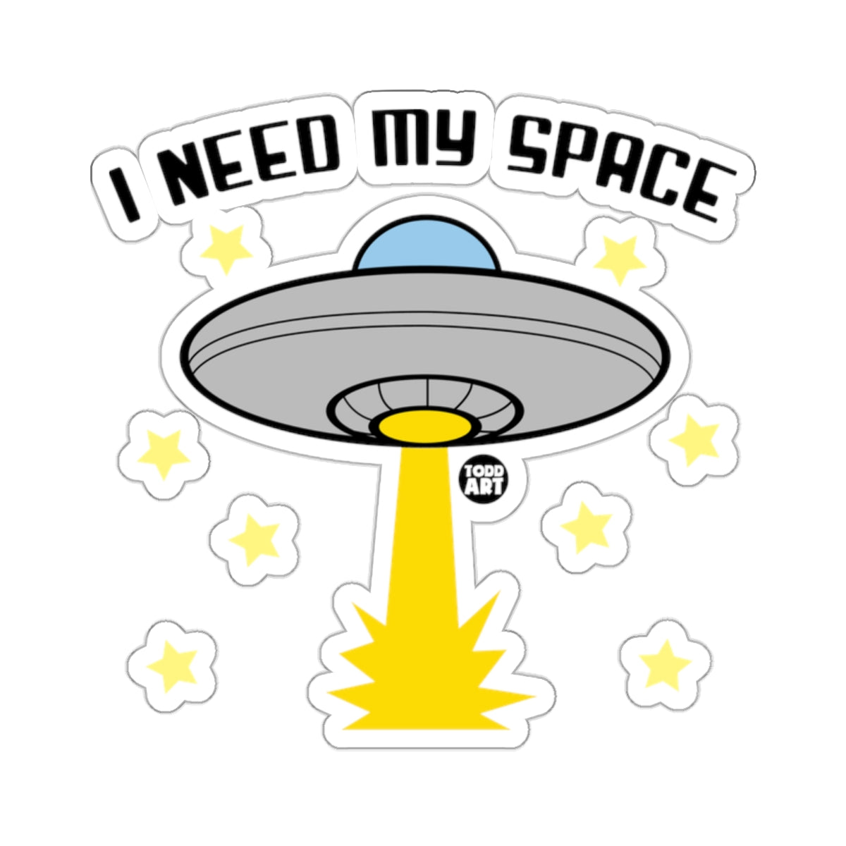 I Need My Space UFO Illustration Sticker Product