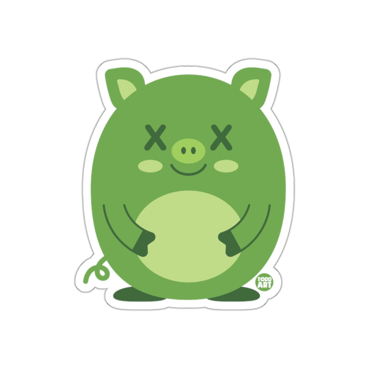 Cute Green Pig with X Eyes Cartoon Sticker Product