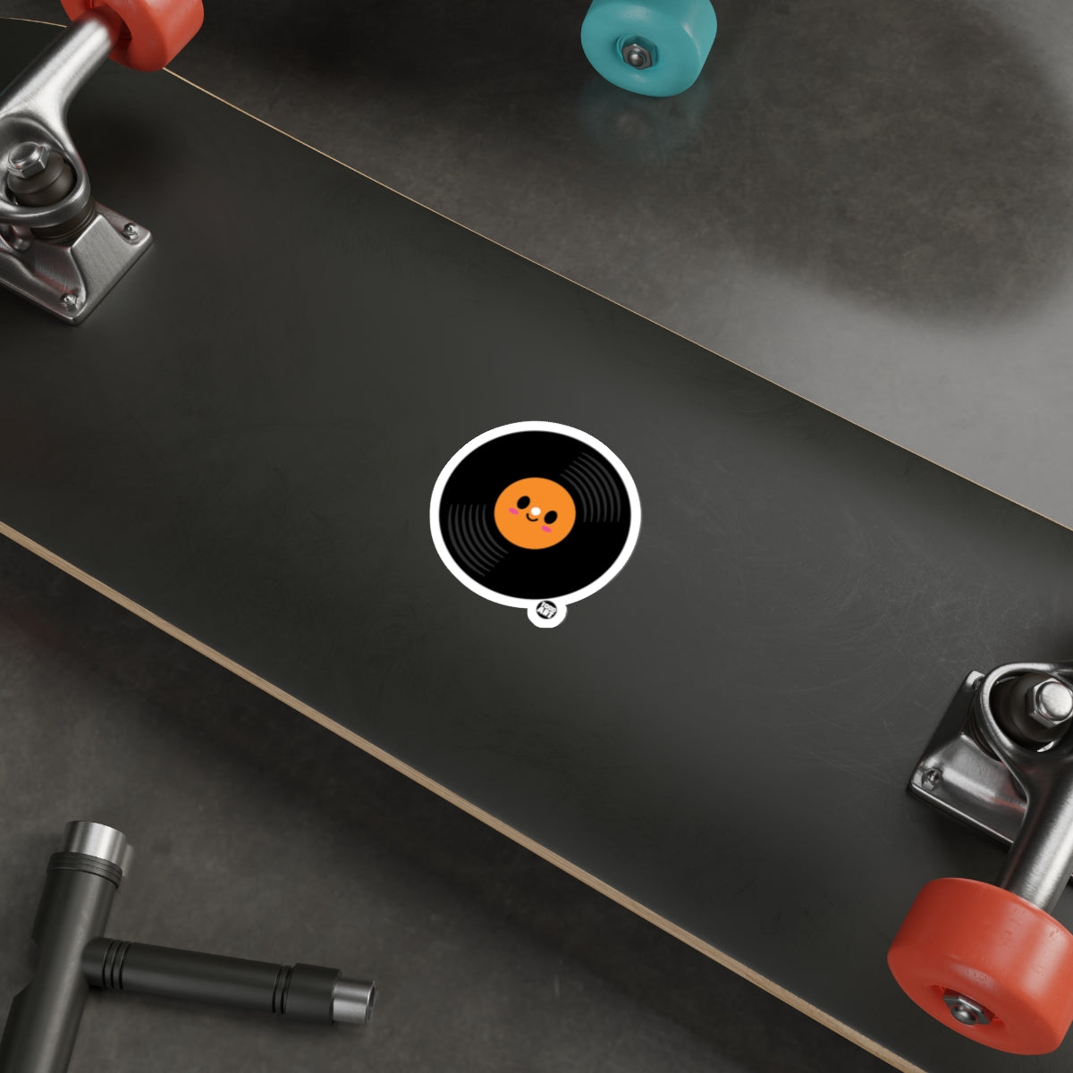 Cute Vinyl Record Design for Skateboard Stickers