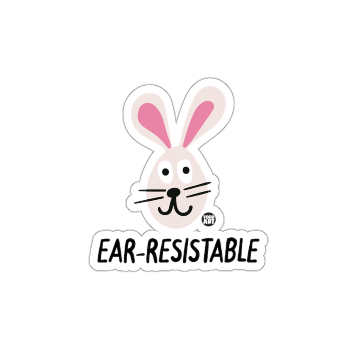 Cartoon Bunny with Pink Ears Ear-Resistable Sticker
