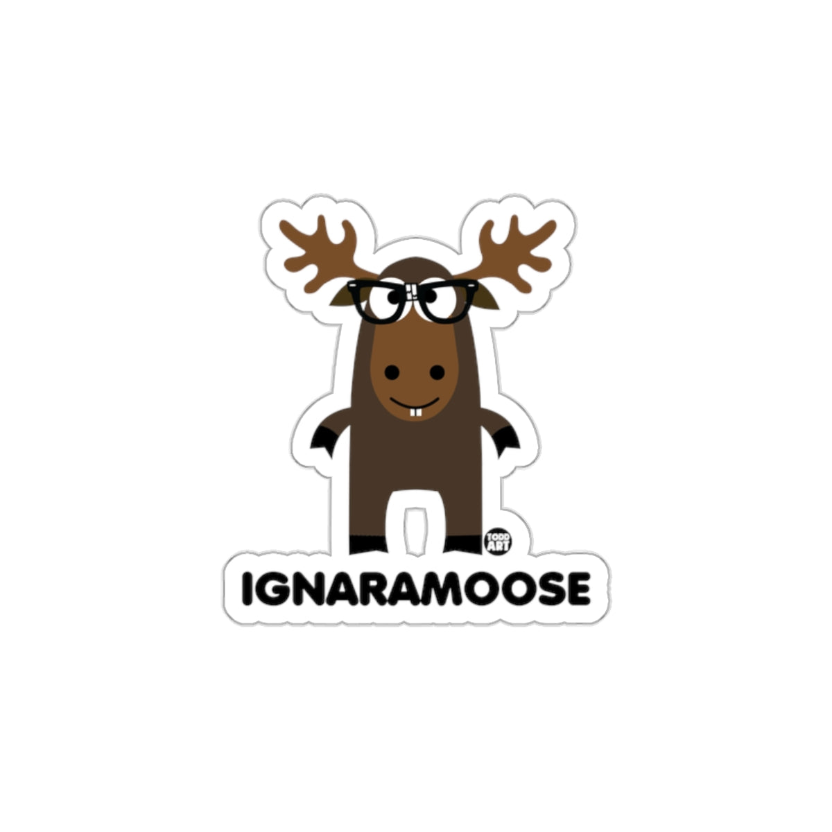 Funny Cartoon Moose with Glasses Sticker