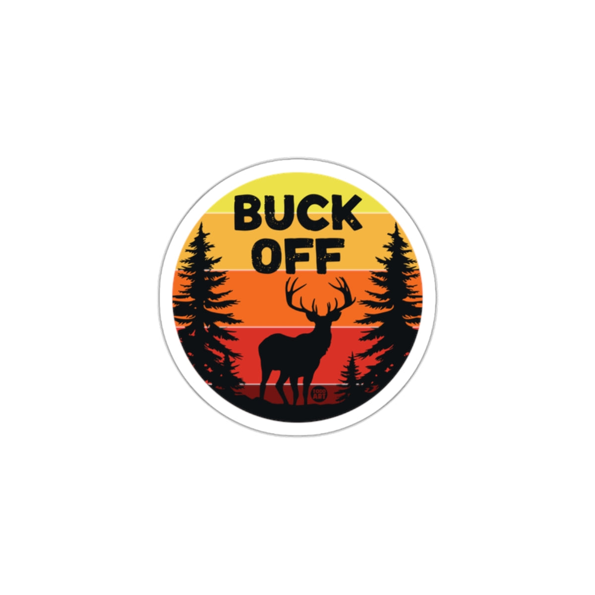 Buck Off Deer and Forest Pattern Circular Sticker