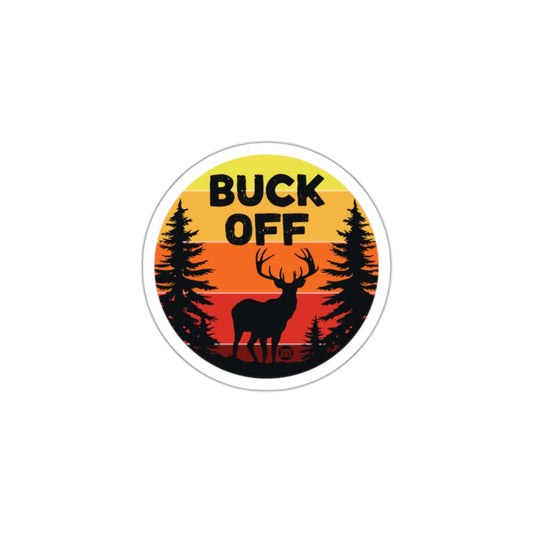 Buck Off Deer and Forest Pattern Circular Sticker