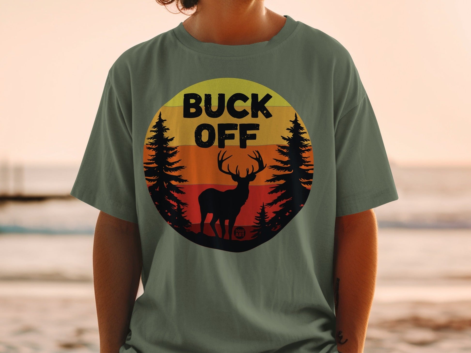 Buck Off Deer Silhouette Sunset T-Shirt