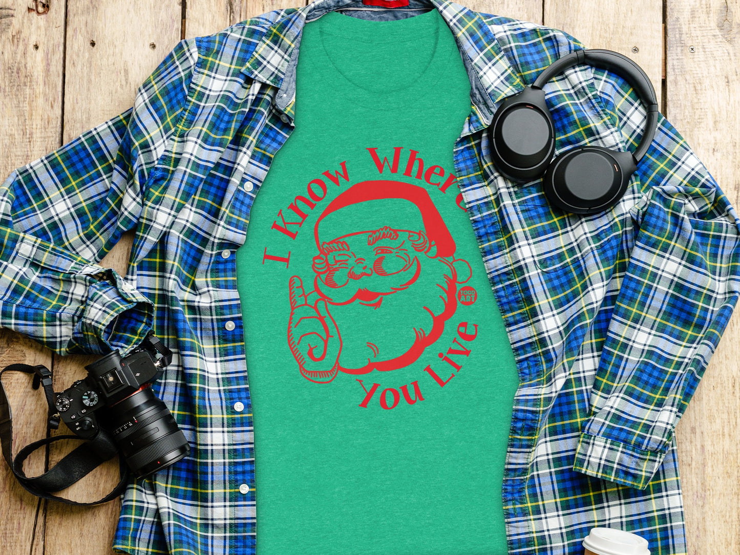 Santa Claus I Know Where You Live Graphic T-Shirt