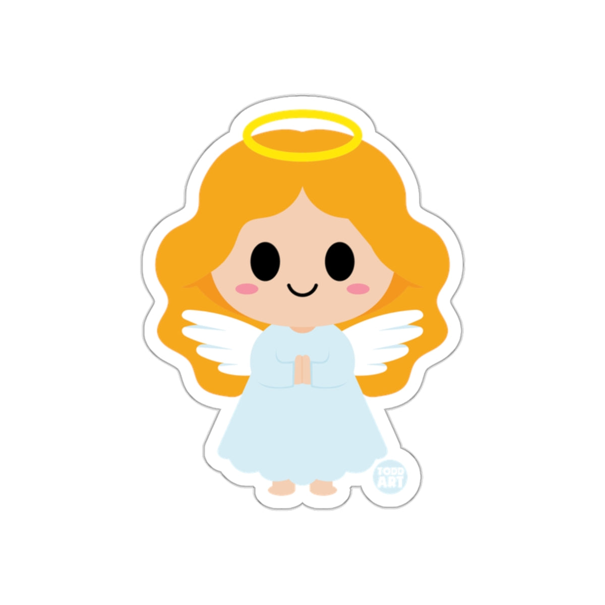 Adorable Cartoon Angel with Halo and Wings Sticker