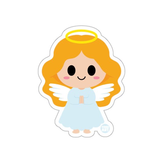 Adorable Cartoon Angel with Halo and Wings Sticker
