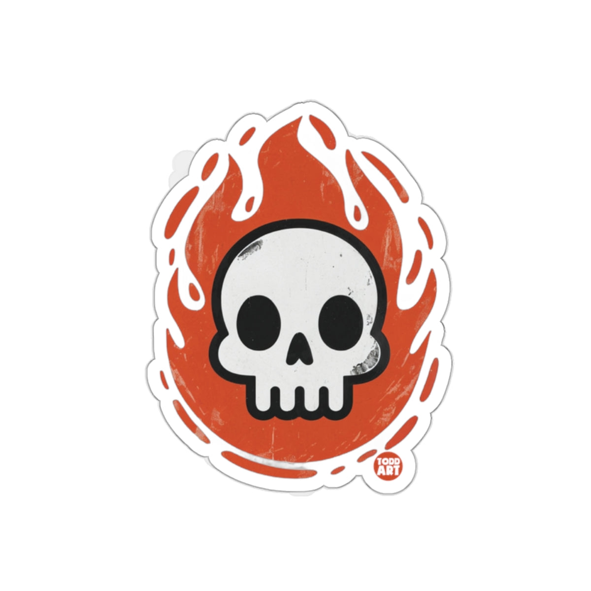 Fiery Skull Graphic with Todd Art Brand Logo Stickers