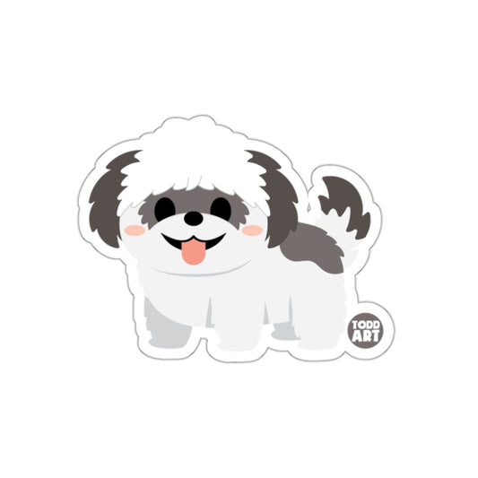 Cute Smiling Fluffy Dog Illustration Sticker