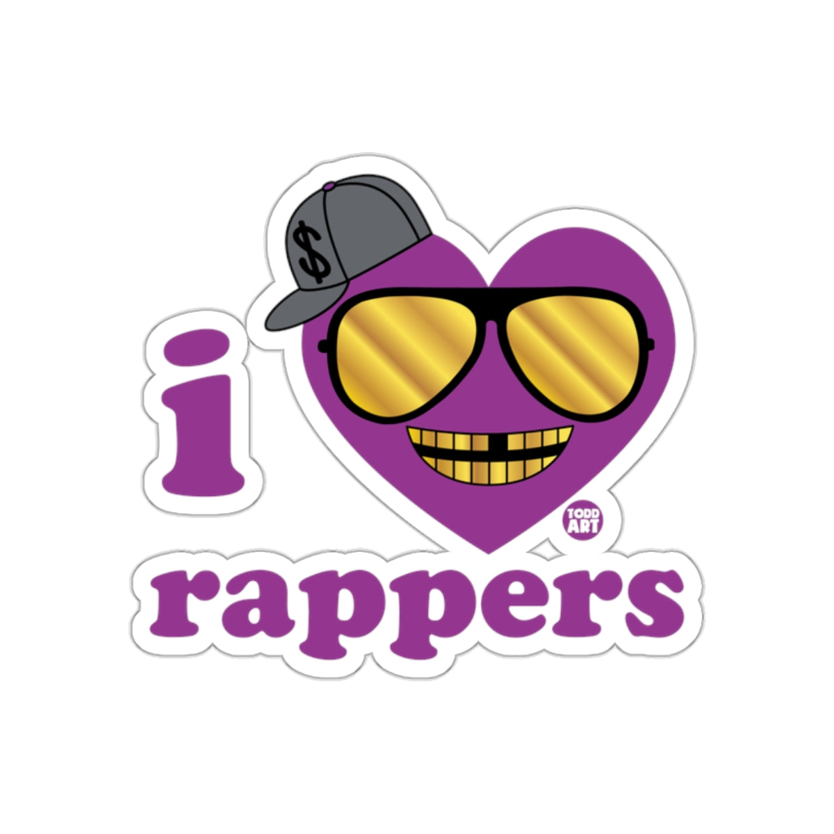 I Love Rappers Purple Heart Sunglasses Emoji Sticker