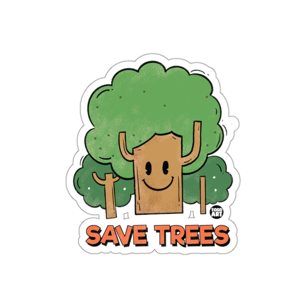 Save Trees Cute Tree Cartoon Illustration from Todd Art Stickers
