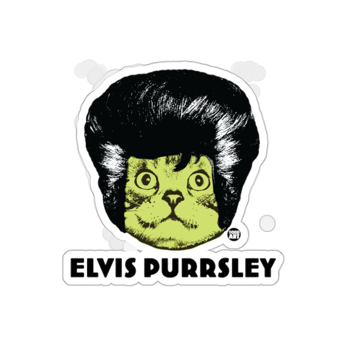 Elvis Purrsley Vintage Style Cat Design Sticker