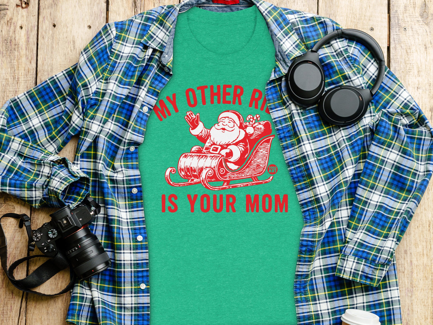 My Other Ride is Your Mom Santa Themed T-Shirt