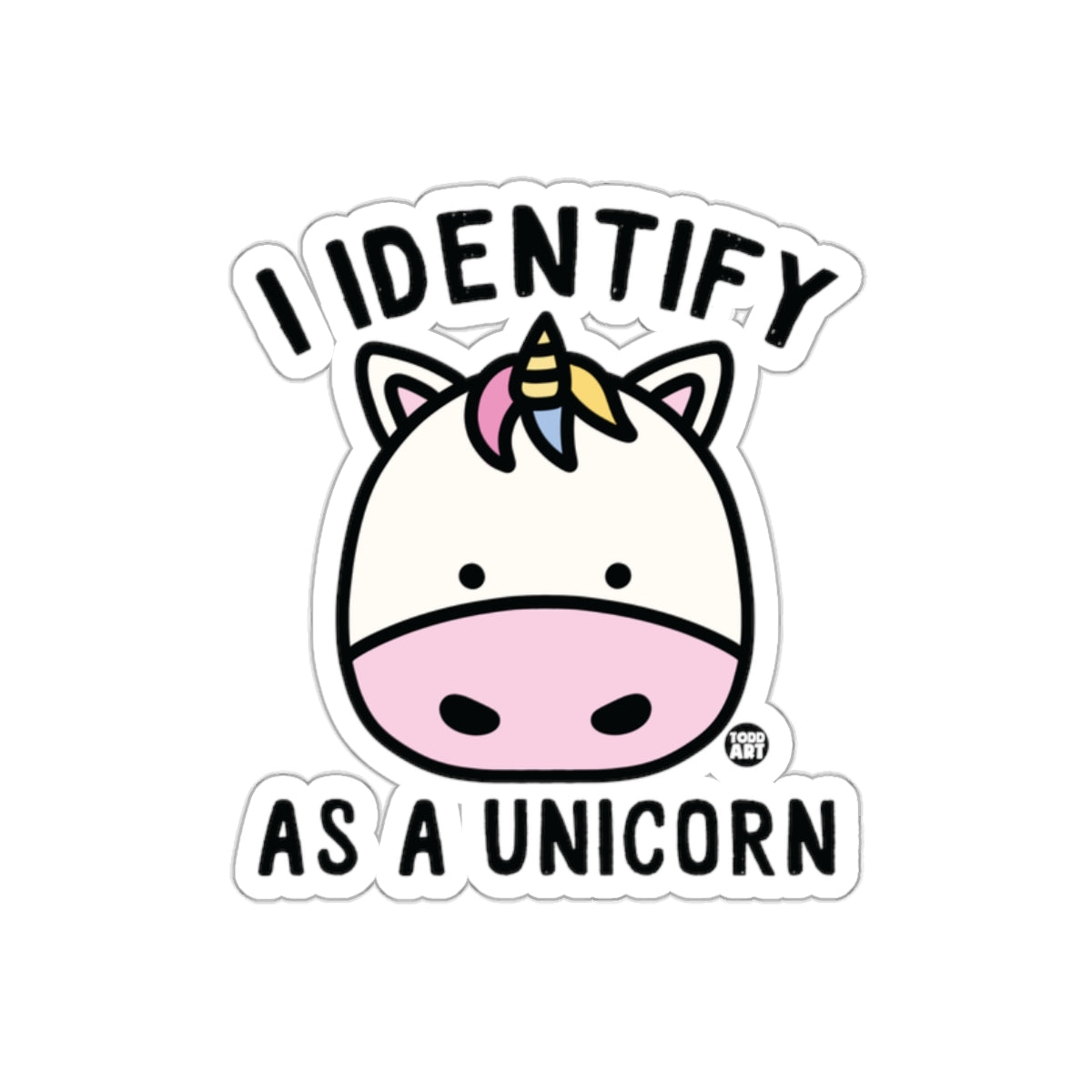 I Identify as a Unicorn Cute Cartoon Sticker