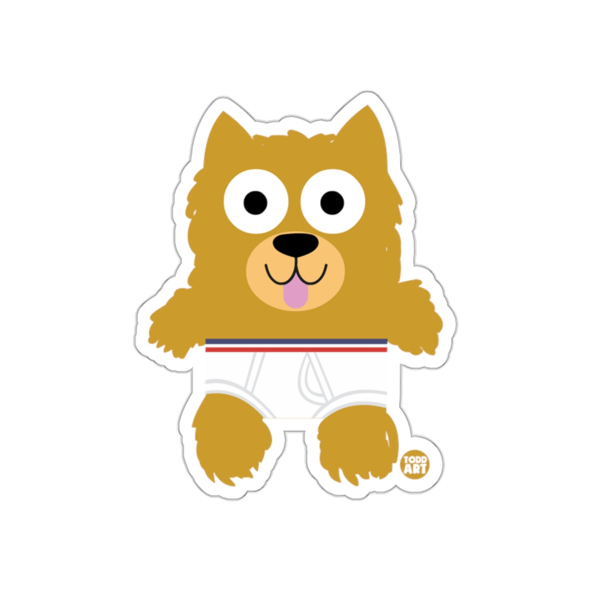 Cute Cartoon Dog in Underwear Sticker Design