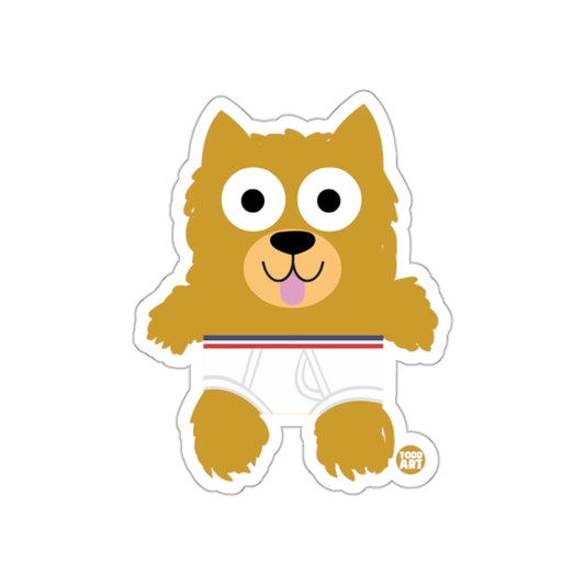 Cute Cartoon Dog in Underwear Sticker Design