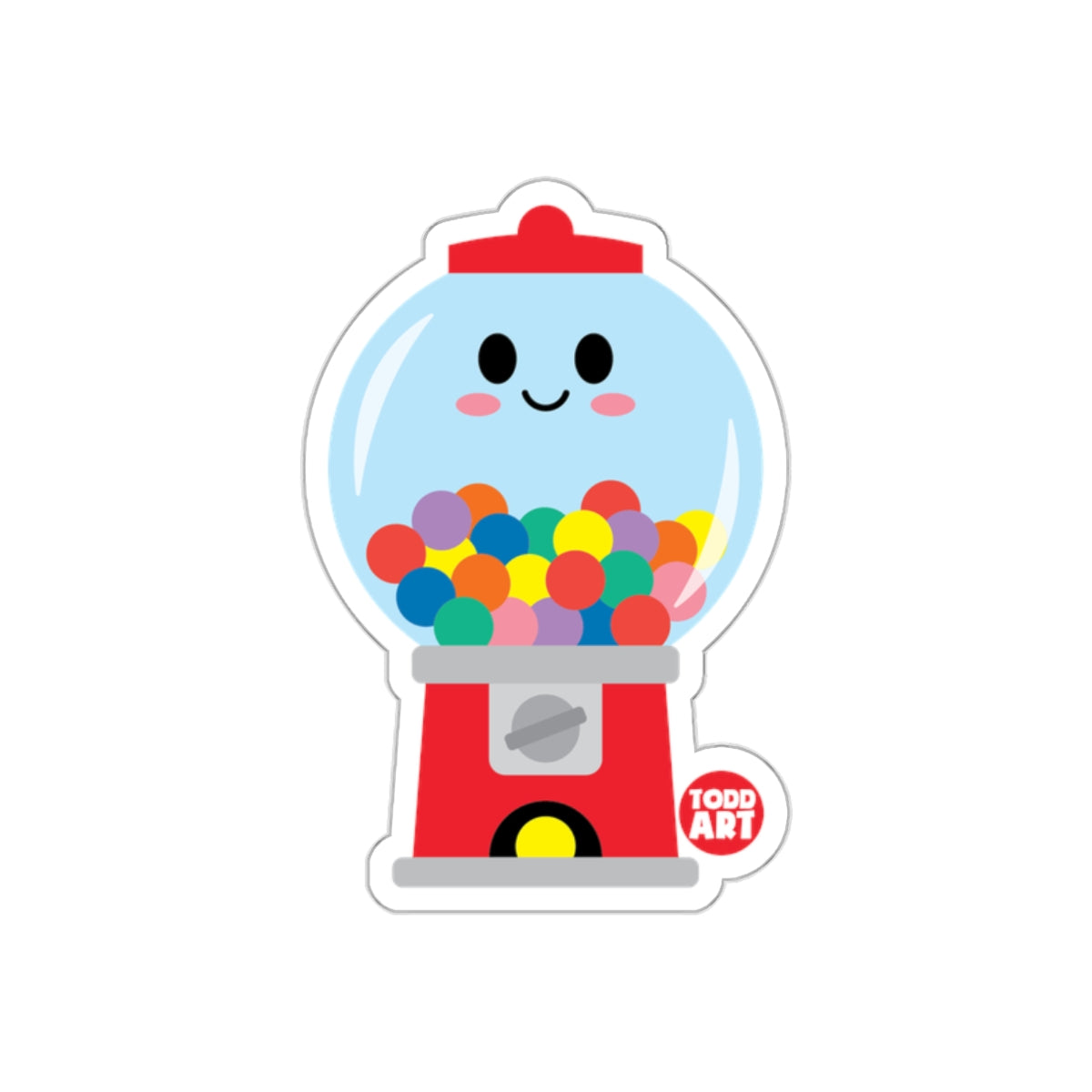 Cute Smiling Gumball Machine Sticker for Decorating Items