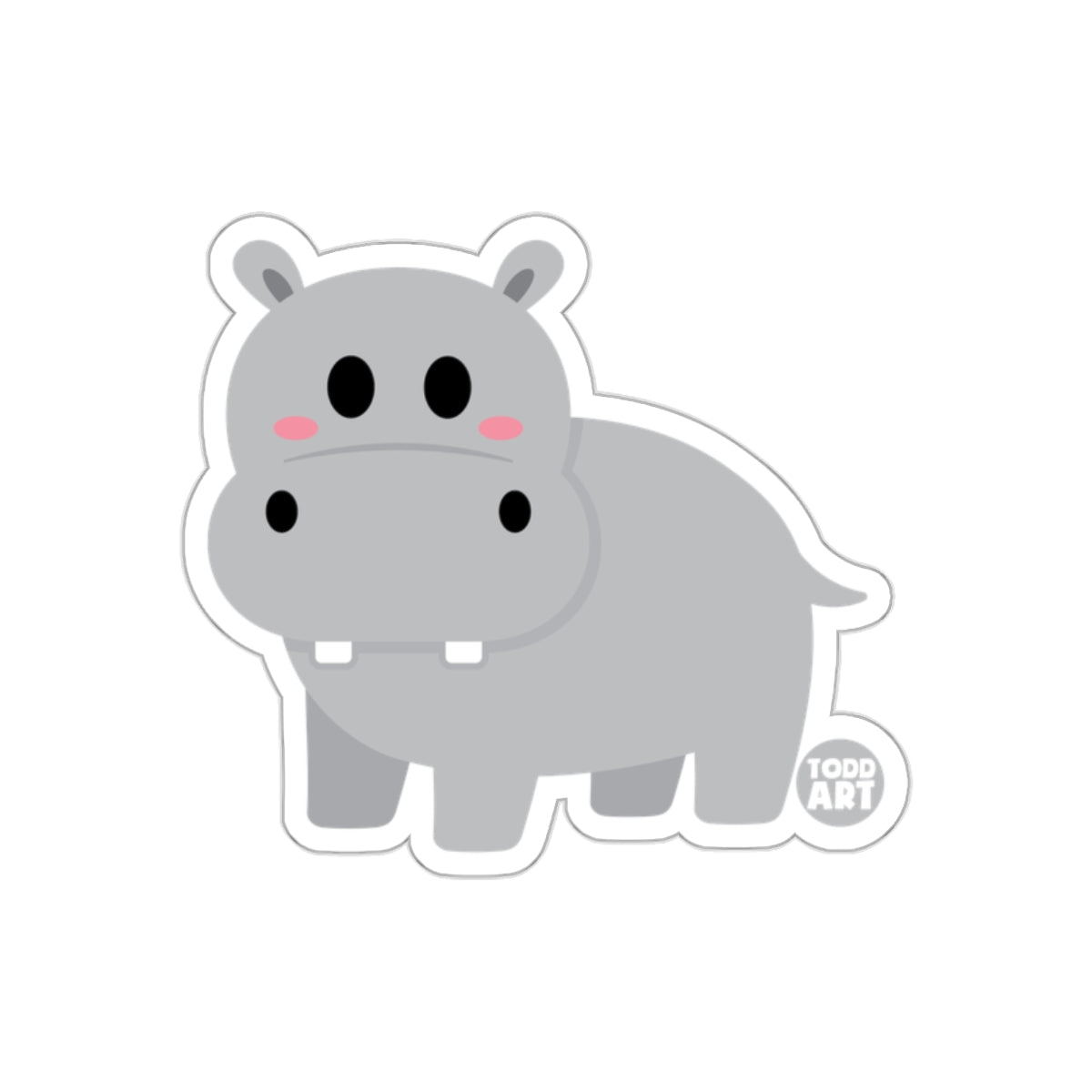 Cute Todd Art Hippo Design Sticker for All Ages
