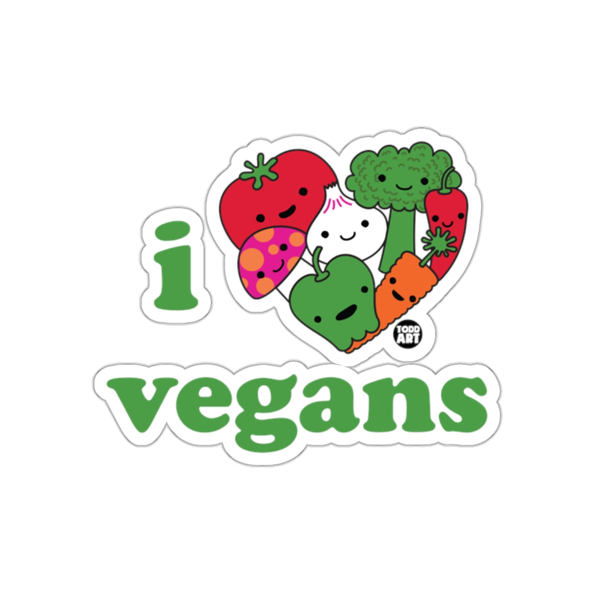 I Love Vegans Cute Vegetable Sticker
