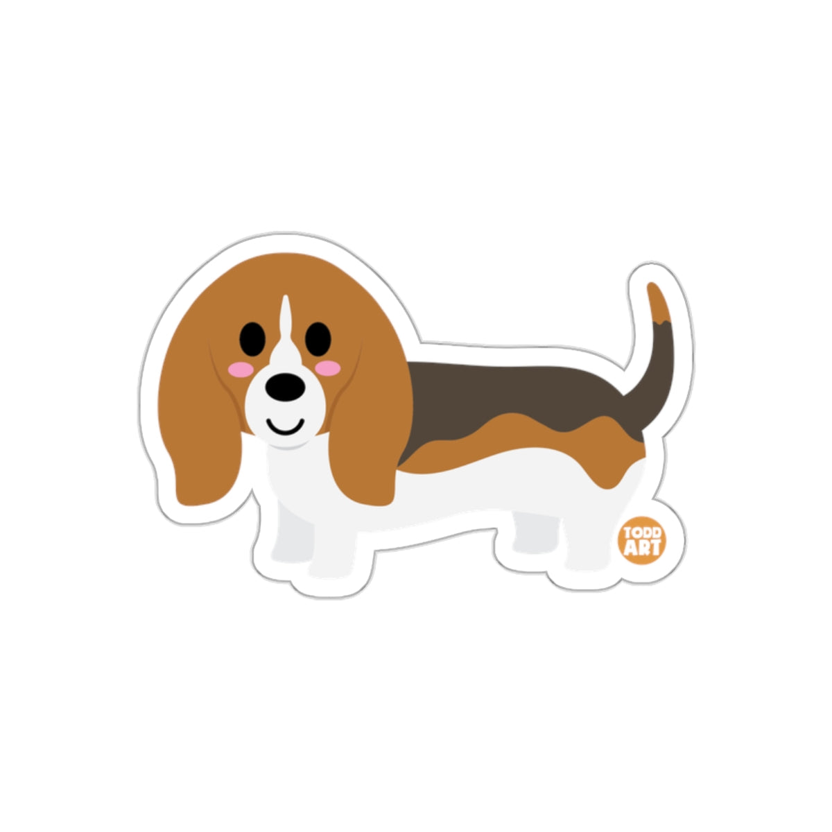 Cute Cartoon Basset Hound Sticker for Dog Lovers