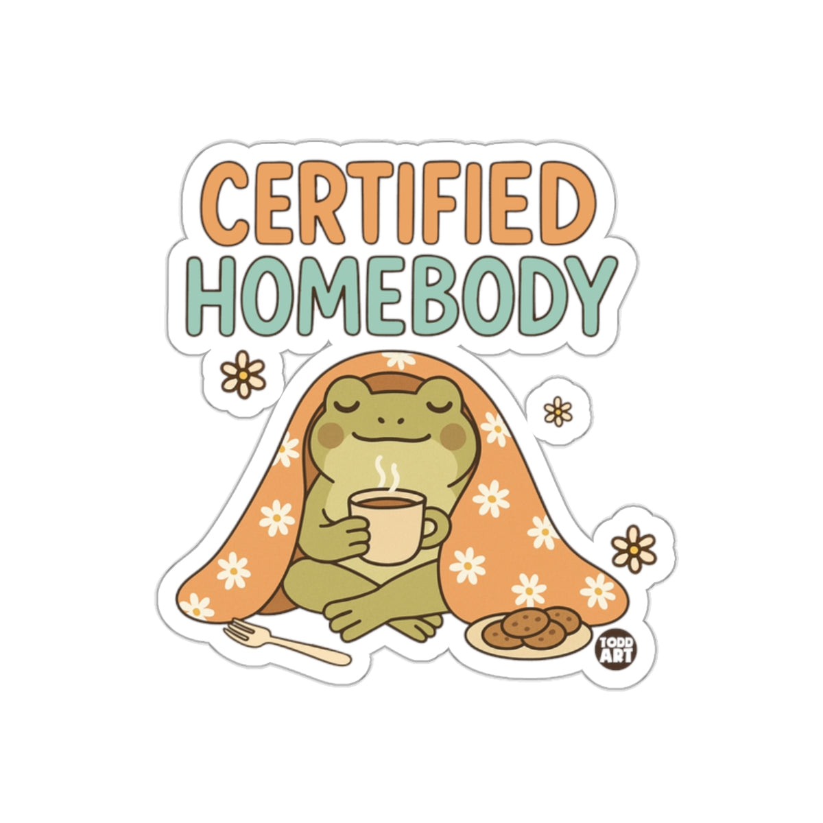 Certified Homebody Frog with Cookies Sticker