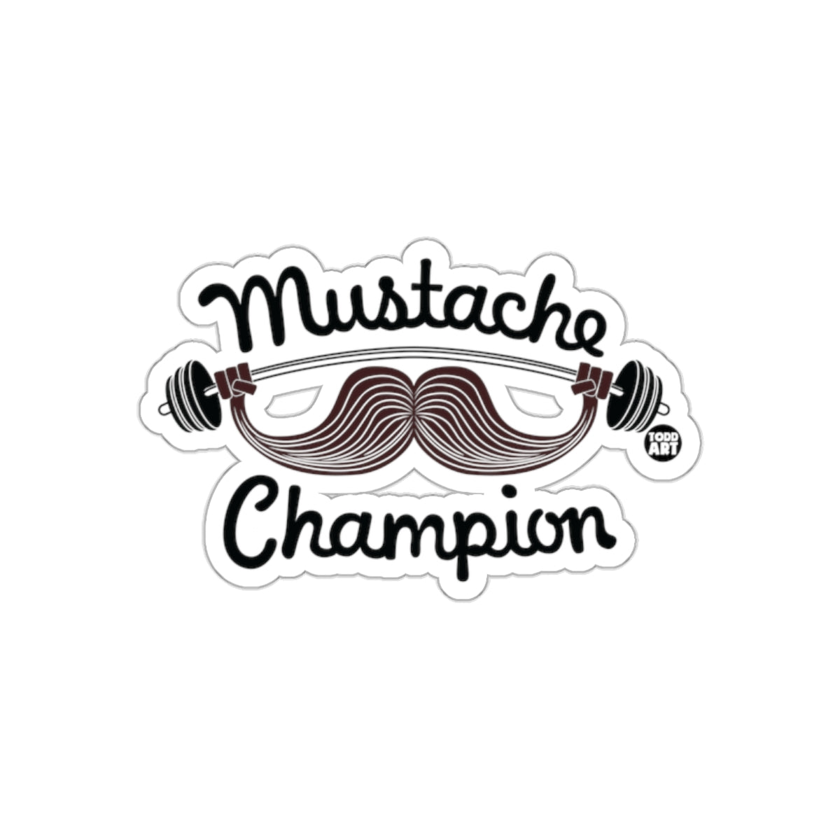 Mustache Champion Design With Barbell and Mustache Stickers