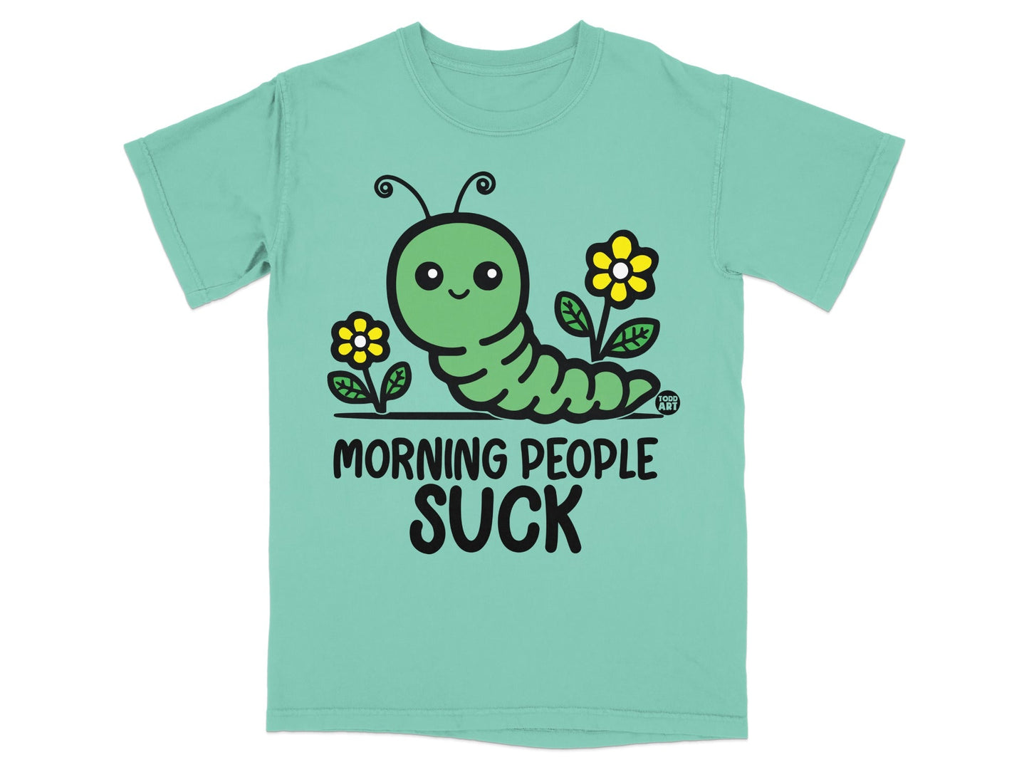 Morning People Suck Caterpillar Graphic T-Shirt