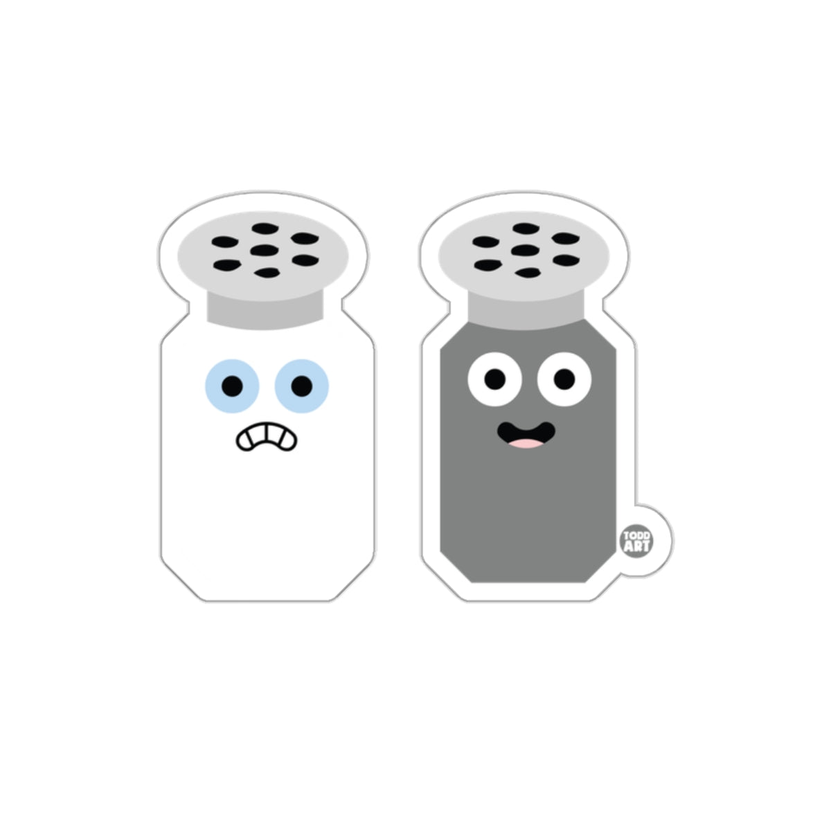 Cute Salt and Pepper Shaker Sticker with Funny Faces