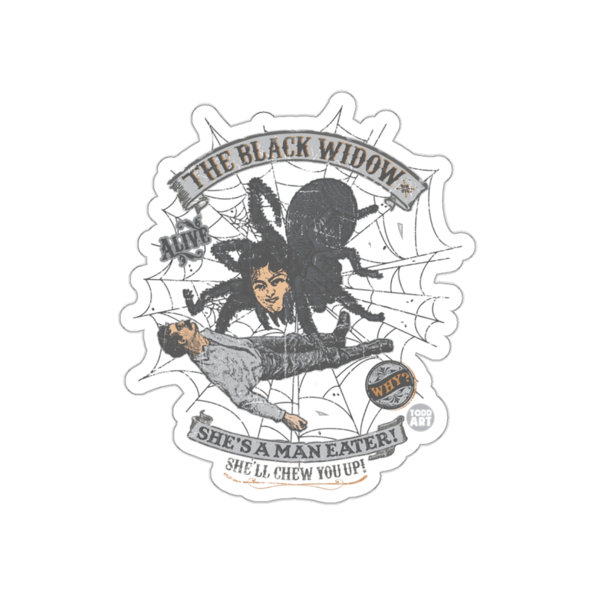 Black Widow She's A Man Eater Sticker Fun Design
