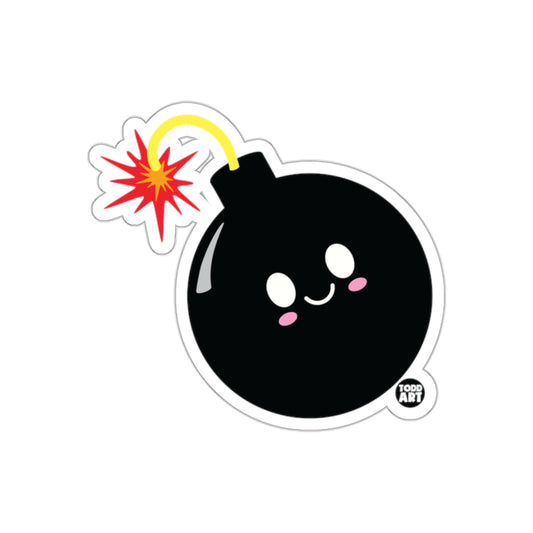 Cute Smiling Bomb Sticker with Exploding Fuse Design