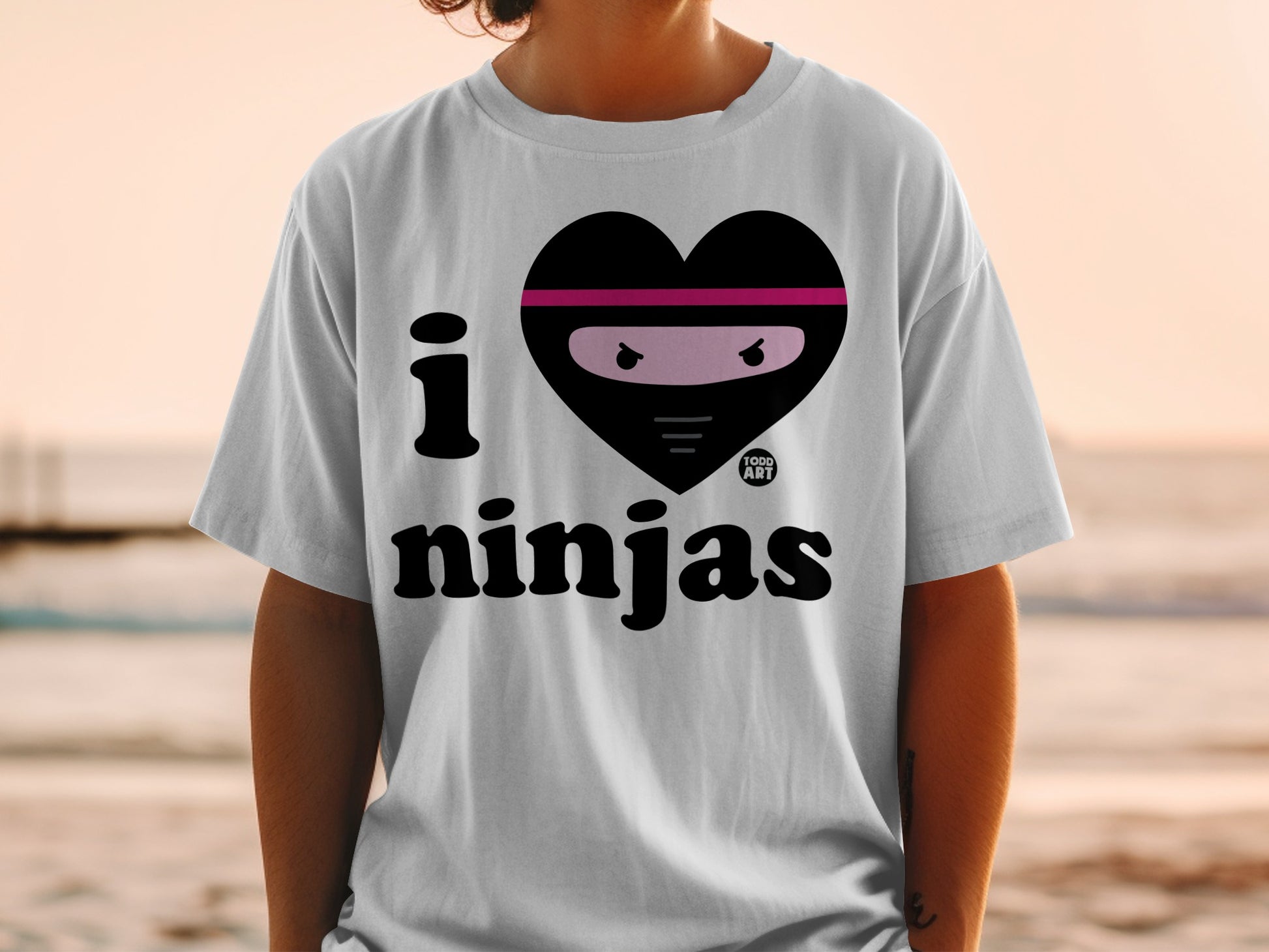 I Heart Ninjas Graphic Tee Todd Art Design Shirt
