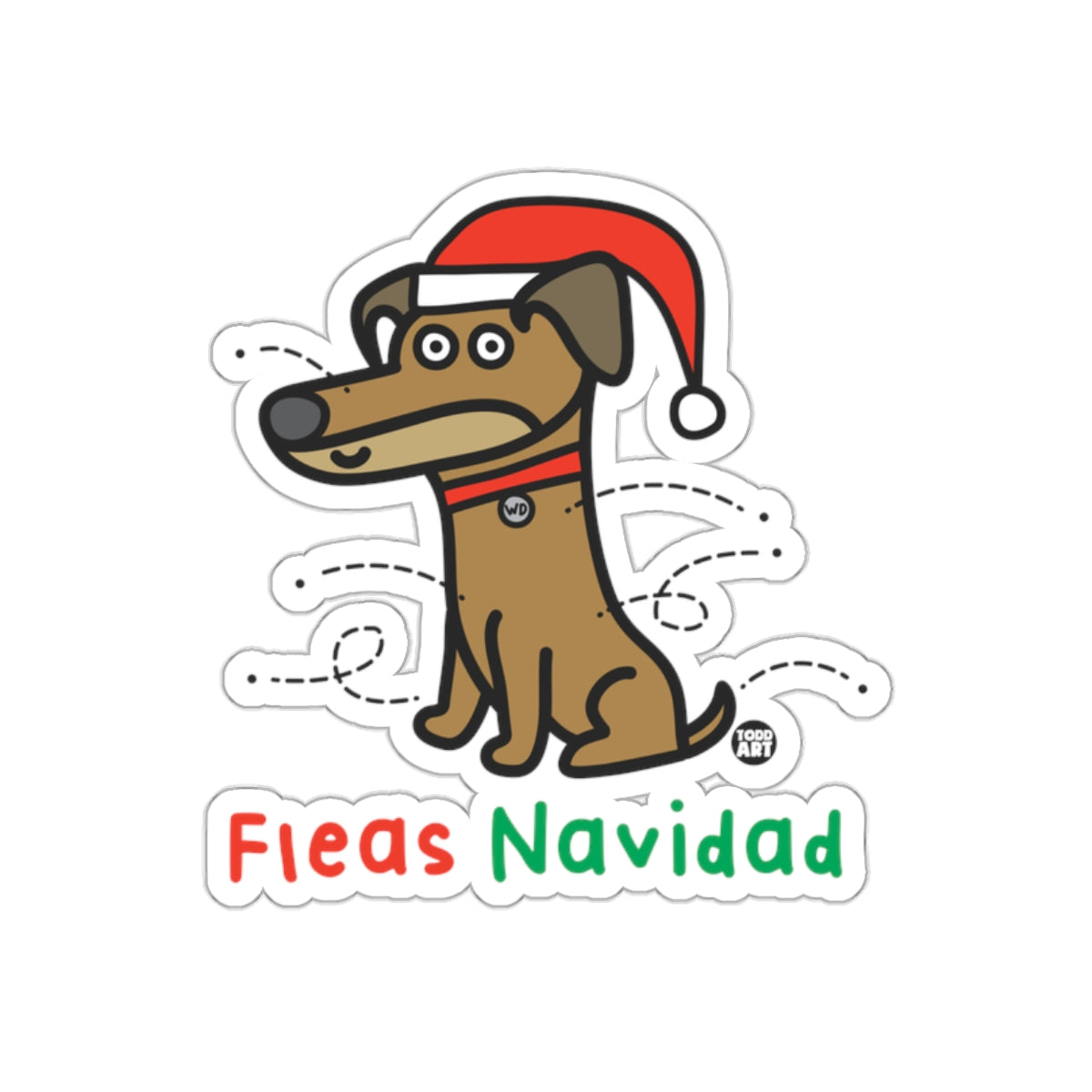 Fleas Navidad Cute Christmas Dog Sticker