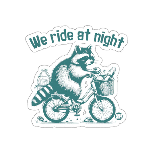 We Ride At Night Raccoon On a Bike With Groceries Stickers