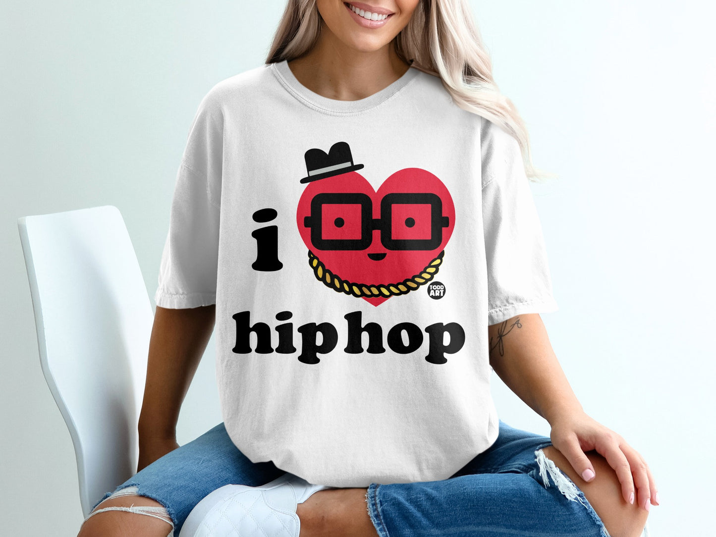 I Love Hip Hop Graphic T-Shirt Fun Casualwear Design