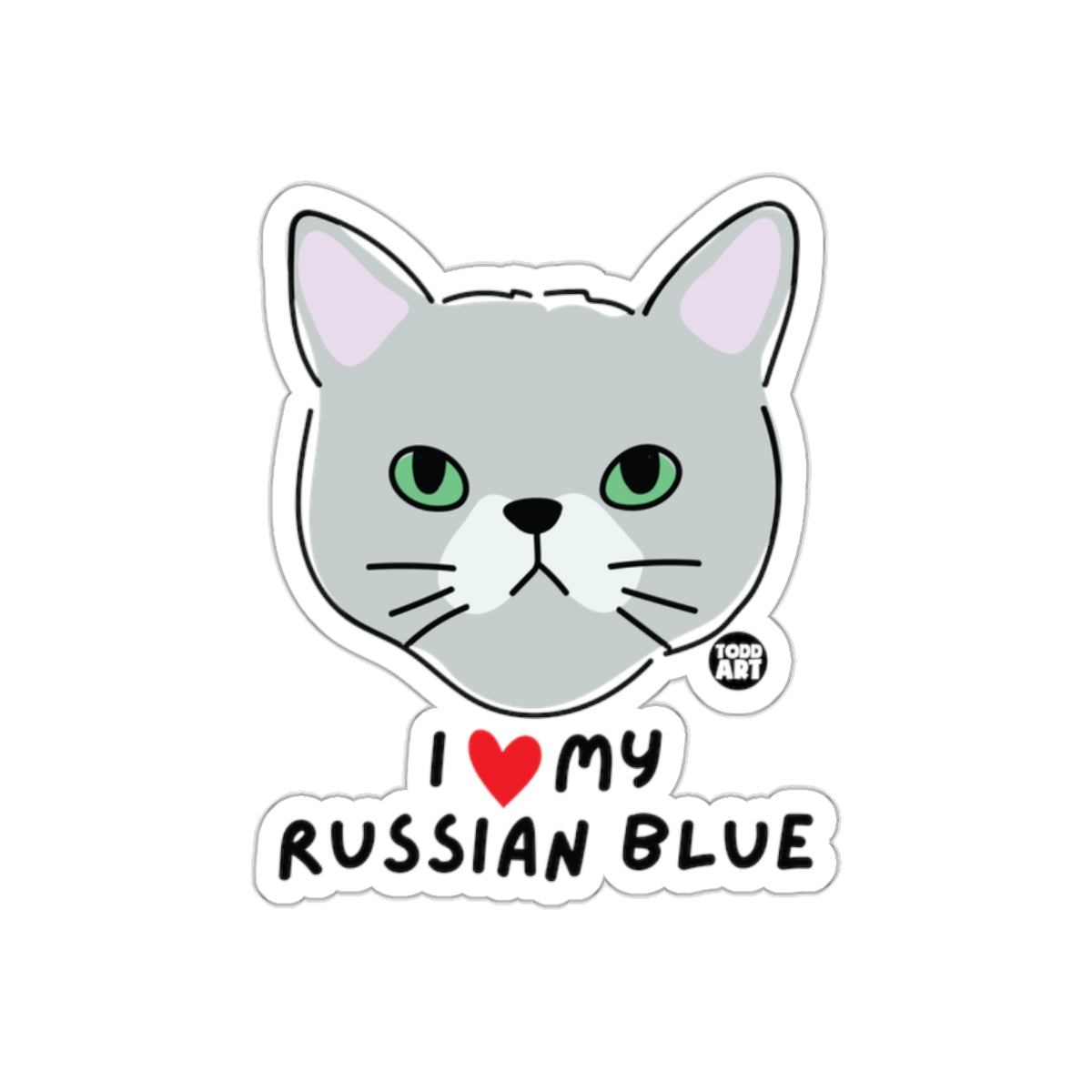 I Love My Russian Blue Cat Cute Design Sticker