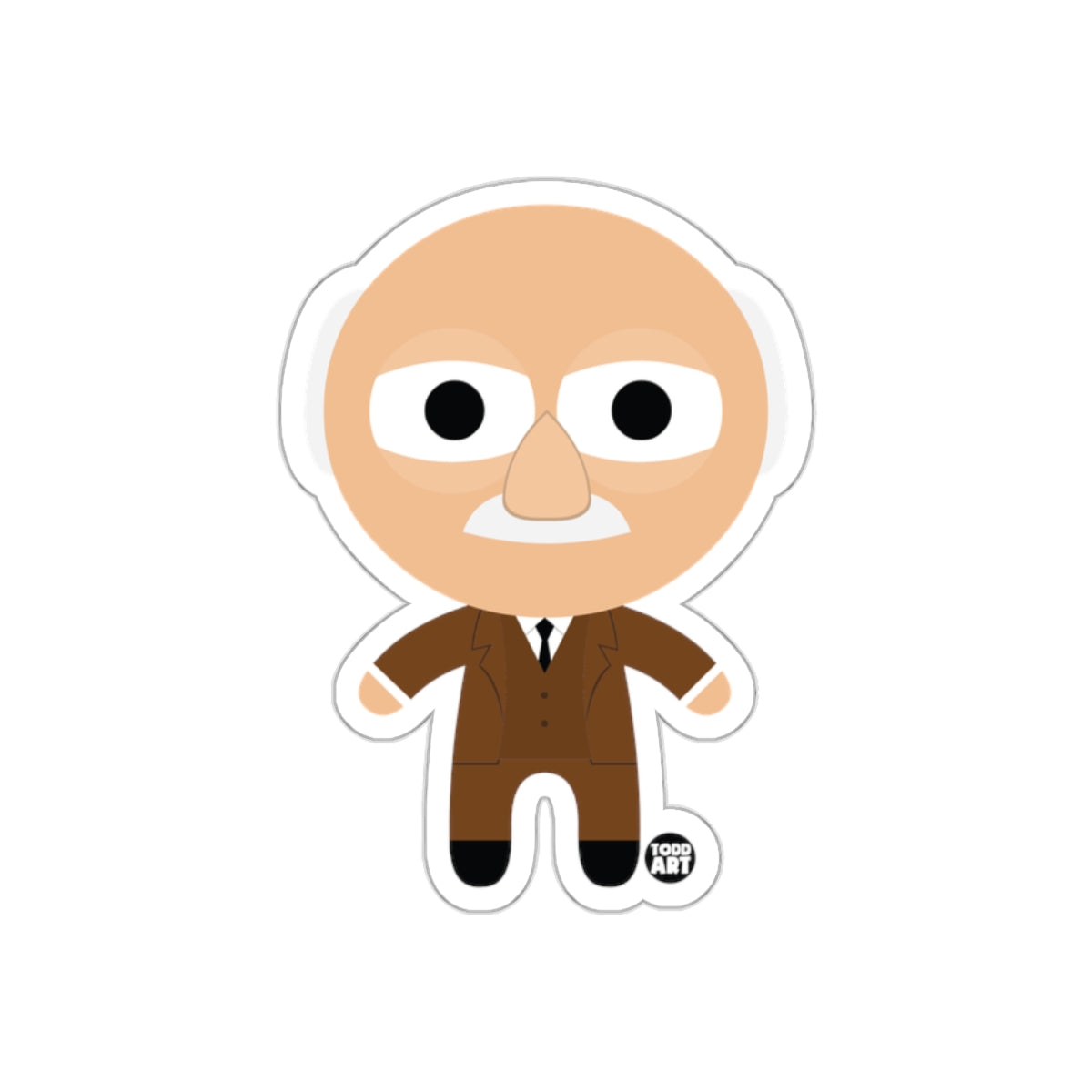 Cartoon Character with Brown Suit Sticker Decal
