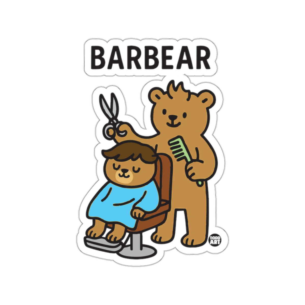 BarBear Cute Haircut Bear Sticker for Kids and Adults