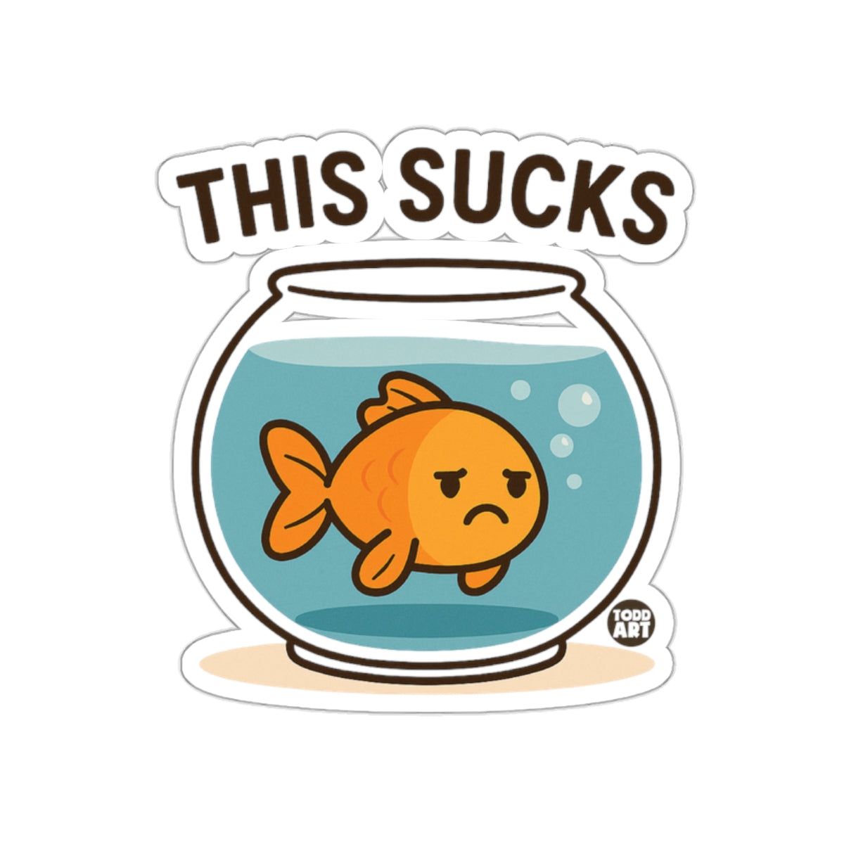 This Sucks Sad Goldfish in Fishbowl Sticker