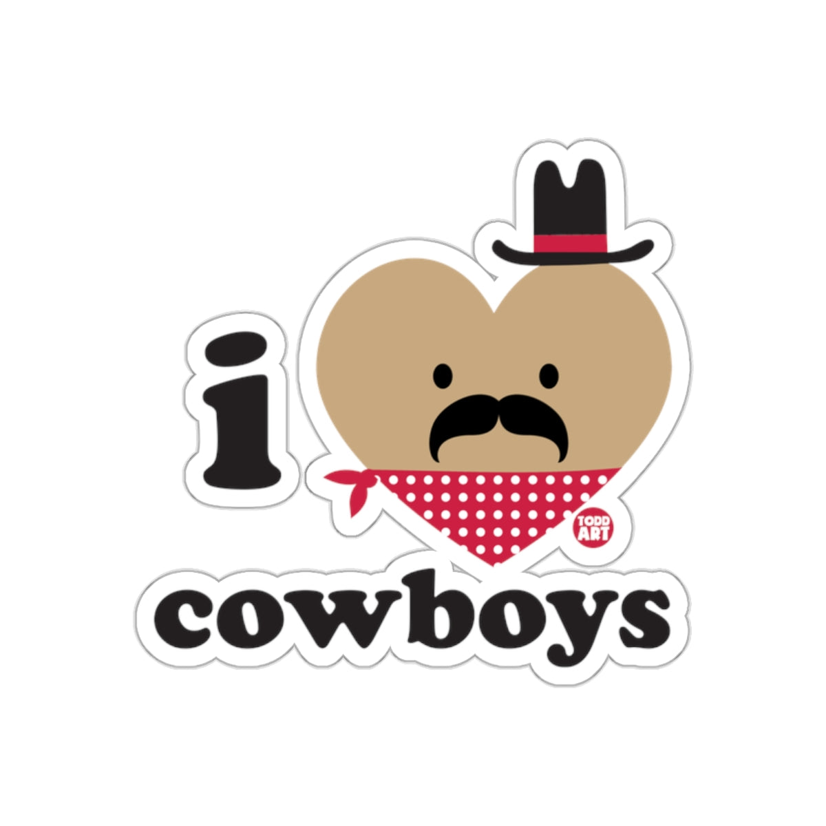 I Love Cowboys Adorable Sticker For Cowboy Fans