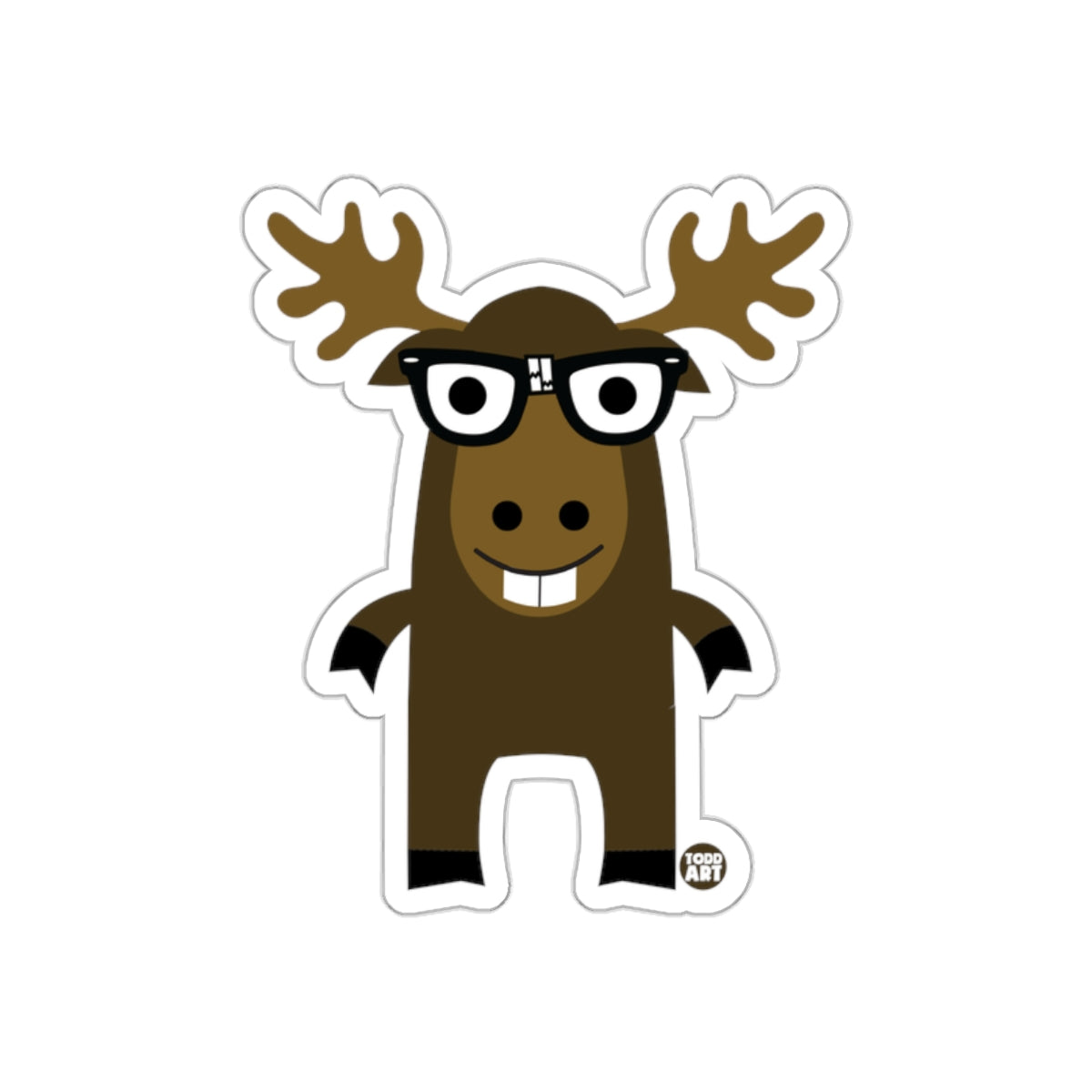 Cute Moose With Glasses Cartoon Character sticker